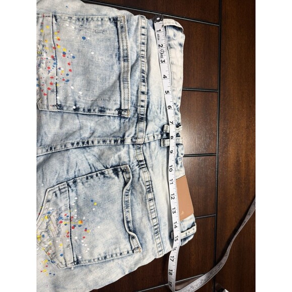 (2) Pair- Smoke Rise Painted Graffiti Distressed Y2K Denim Shorts Streetwear Cut - Picture 10 of 16
